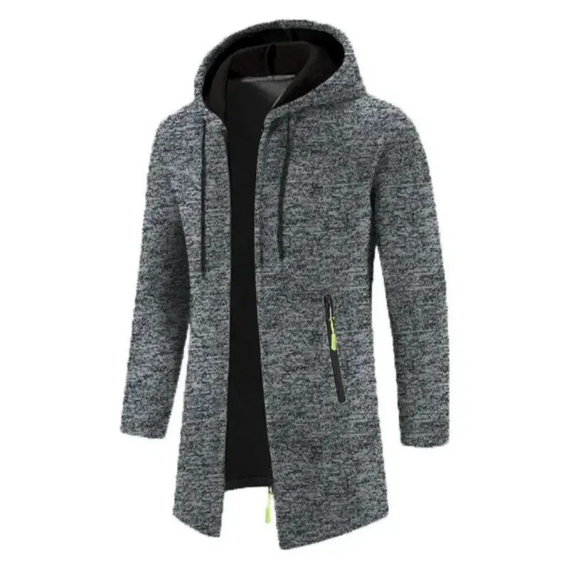 Bagong Mens Long Sleeve Hooded Sweater para sa Mga Lalaki Zipper Sweatshirt Oversize Streetwear Warm Solid Color Autumn Jacket Hoodie Men
