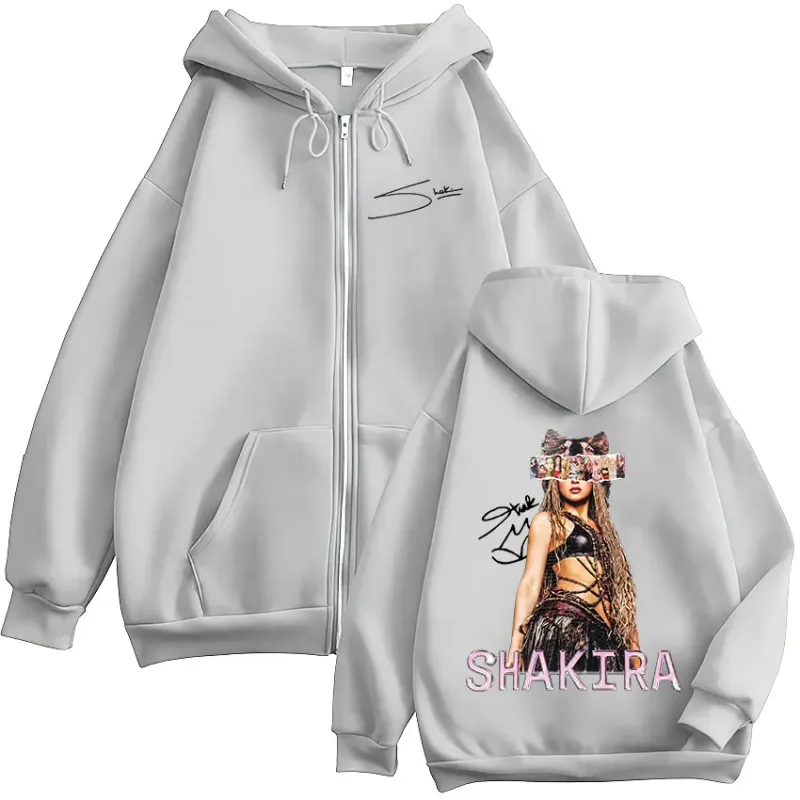 Shakira LMYNL Las Mujeres Ya No Lloran Tour Merch Zipper Hoodies Panlalaking Babae Casual Long Sleeve Zip Up Sweatshirt Mga Jacket Coat