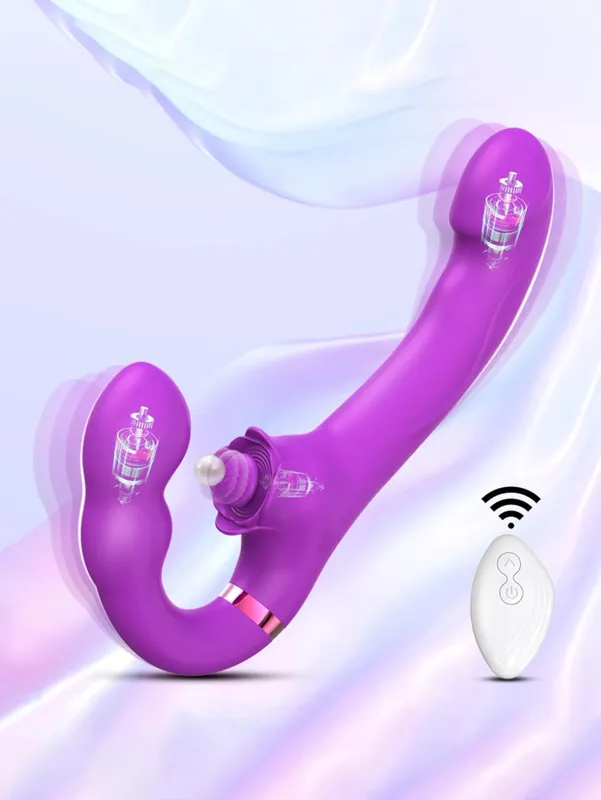 APP Strapless Strap-On G-Spot Dildo Vibrator Realistic Double-Ended Vibrating Butt Plug Anal Sex Toys for Women Lesbians Couples — image 10