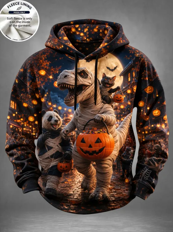 Português: Halloween casa assombrada fantasma abóbora morcego estampa moletom masculino forrado de lã POD moletom casual pulôver de manga comprida