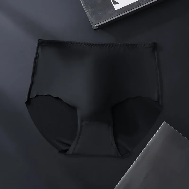 Men Ultra-Thin Briefs Seamless Ice Silk Plus Size Briefs 3D Bulge Pouch Solid Underwear High-Waisted Breathable Panties