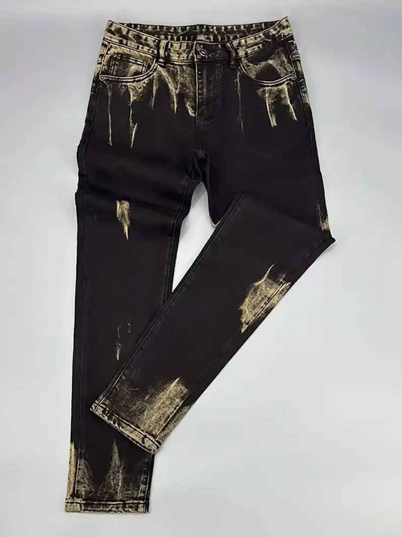 Υψηλής ποιότητας American Retro Men Jeans φθινοπωρινό νέο μικρο-ελαστικό δημοφιλές, ανθεκτικό στη φθορά λεπτό ίσιο παντελόνι — image 6