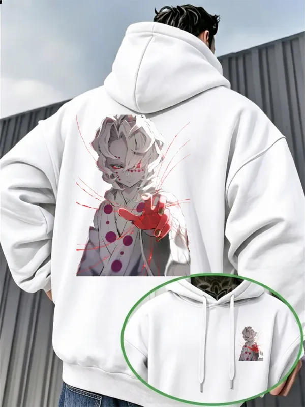 Bandai Demon Slayer Men's Hoodie Rui (Spider Demon) Print High-Quality Warm Autumn/Winter Casual Pullover Sweatshirt — image 3
