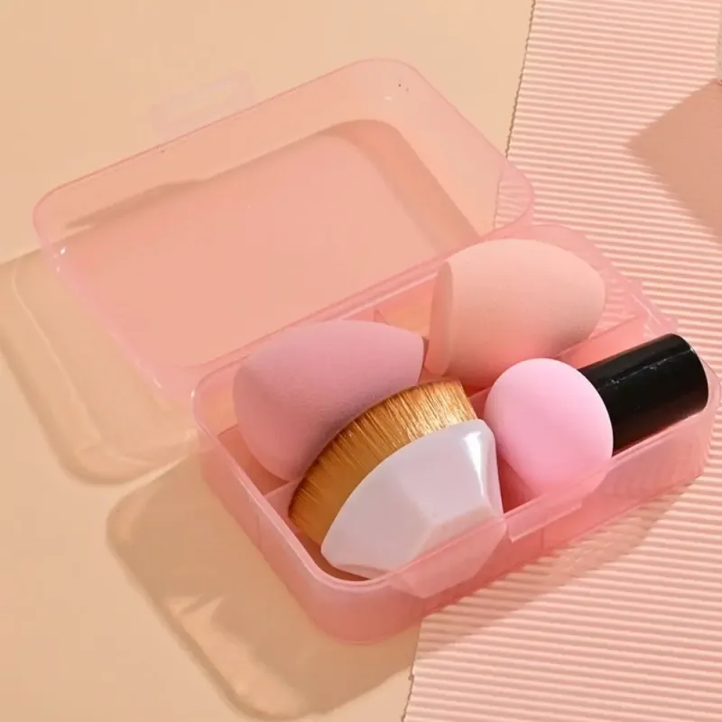 4Pcs Beauty Pro Foundation Cosmetic Puff Set Dry Wet Usable Makeup Tool Magic Brushes With Box Sponge Powder Makeup