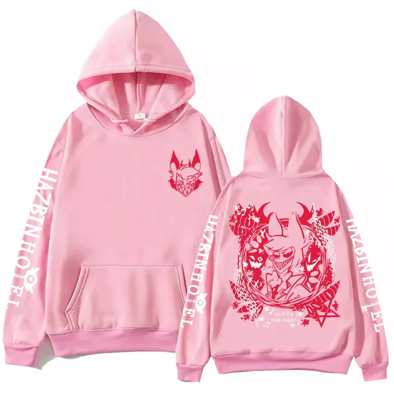 Anime Hazbin Hotel Alastor Printed Hoodies Y2K Men Women Casual Goth Hoodie Soft Thick Fleece Hooded Sweatshirt Loose Street Top