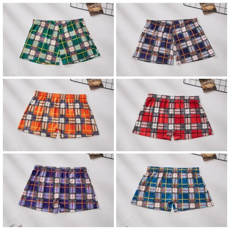3PCS Grid Casual Men's Boxer Short Comfortable Breathable Home Sleep Pants Personalized Interesting New Male Underwear S-XXL — image 4