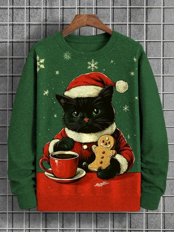 Mga Men's Animal Cat Sweatshirt Long Sleeved Sweatshirt O-Neck Fashion Cool Daily 3D Printed Japanese Art Prints Mga Casual Sweatshirt — image 7