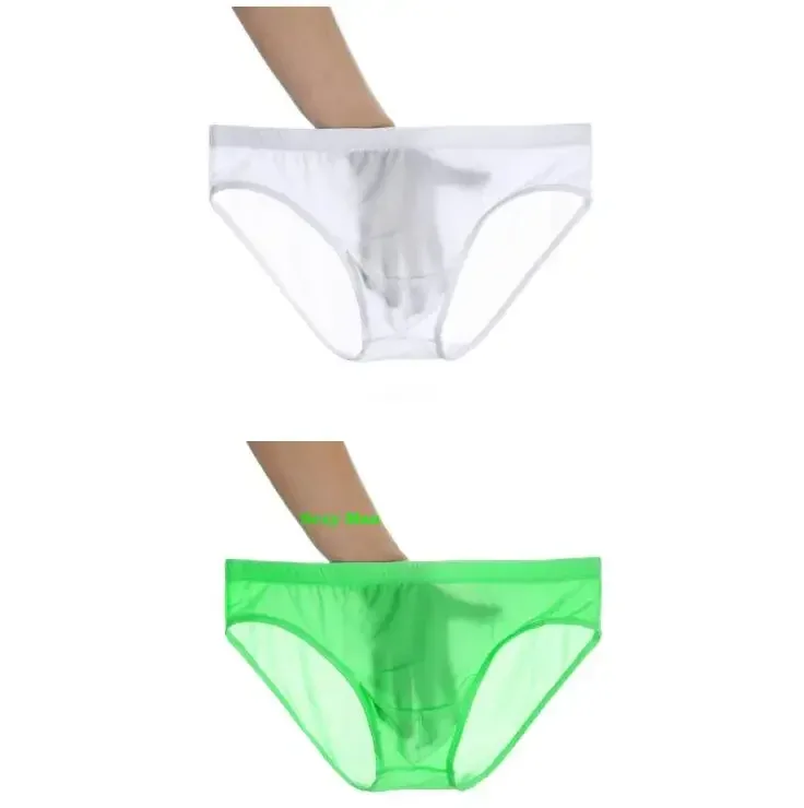 2 pçs ultra fino cuecas de seda gelo masculino plus size M-4XL cor sólida juventude translúcido cintura baixa respirável sexy calcinha masculina — image 24