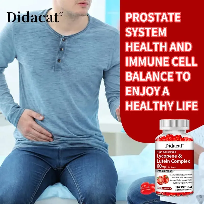 Likopin + Lutein Komplex 60 mg Bioperine étrend-kiegészítővel a prosztata szív és szem egészségére, antioxidáns, nem GMO — image 5