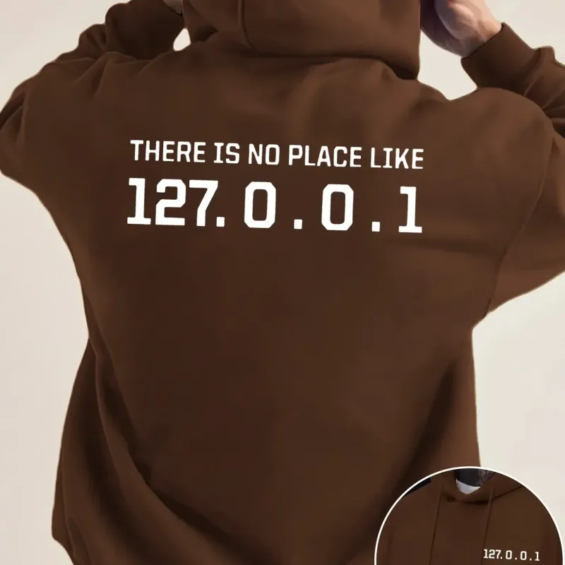 Programmer Geek 127.0.0.1 Hoodies gráficos de texto para homens com estampa dupla face macia de lã solta com capuz — image 6