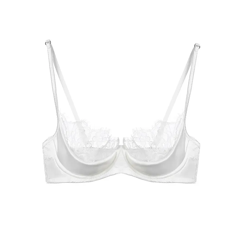 Γαλλικό Lace Half Cup Σετ Εσώρουχα Πράσινο εξαιρετικά λεπτό διάφανο μαλακό άνετο underwire σουτιέν για μικρό μπούστο γυναικών 32‑38AB — image 11