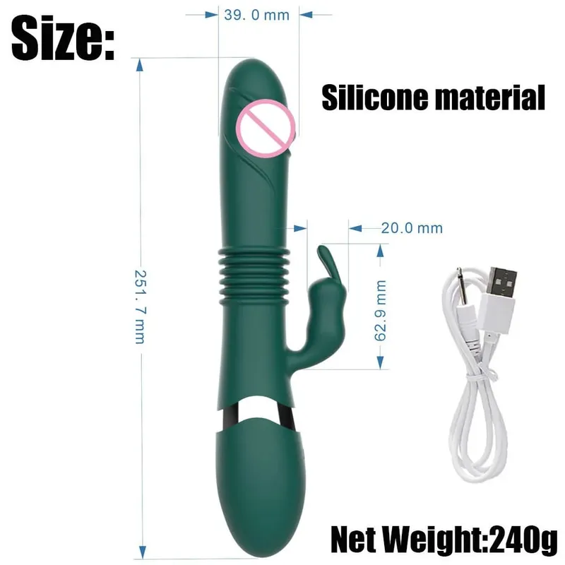 Silicone Rabbit Vibrator 3-in-1 G-Spot Clit Anal Beads Stimulator 10 Modes Thrusting Vibrating Sex Toy for Women — image 25