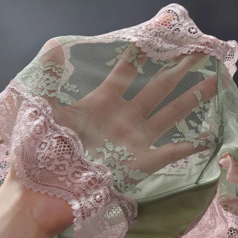 Men Triangle Panties Lace Trim Butterfly Knot Flower Pattern Thin Super Comfortable U Bulge Pouch Breathable Transparent Underwe — image 7