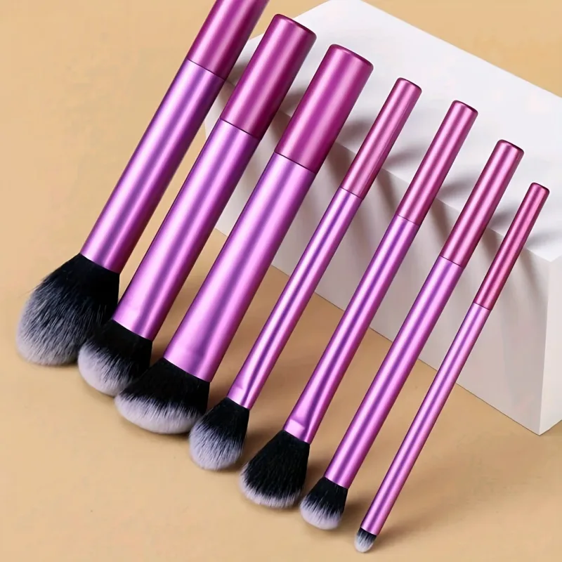 Ensemble de pinceaux de maquillage professionnels, 7 pièces, poils synthétiques doux de qualité supérieure, pour fond de teint, Blush, fard à paupières, outils de maquillage cosmétique — image 9
