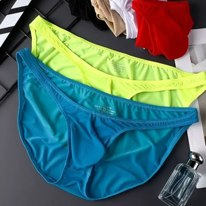 Quick-Dry Ultra-Thin Ice Silk Briefs Low Waist Seamless Men Underwear U-Pouch Lingerie Mesh Panties Travel — image 17
