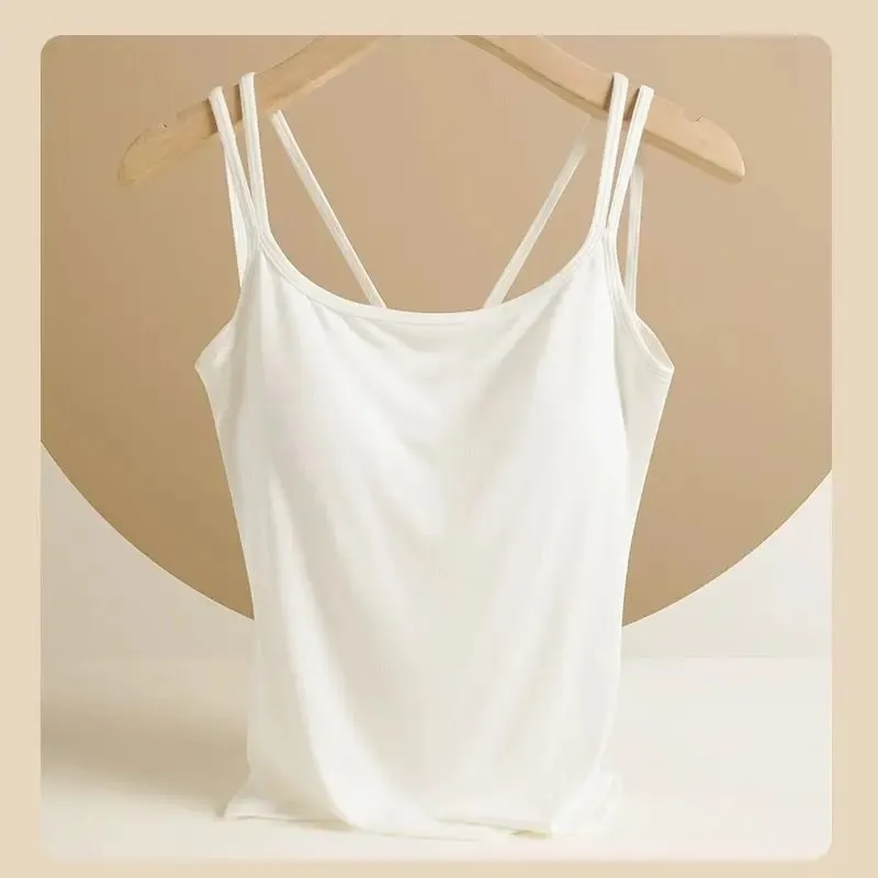40-100 kg-os Modal Camisole Plus Size felsőrészhez, mellkaspárnával, beépített függővel. Mellény női alsóneműhöz. — image 12