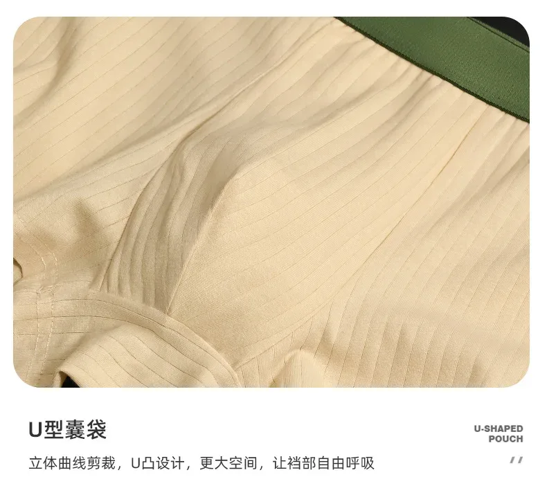 5Pcs Men Striped Boxer Briefs Soft Breathable Mid Waist Elastic Waistband Cotton Blend Men Underwear Shorts — image 11