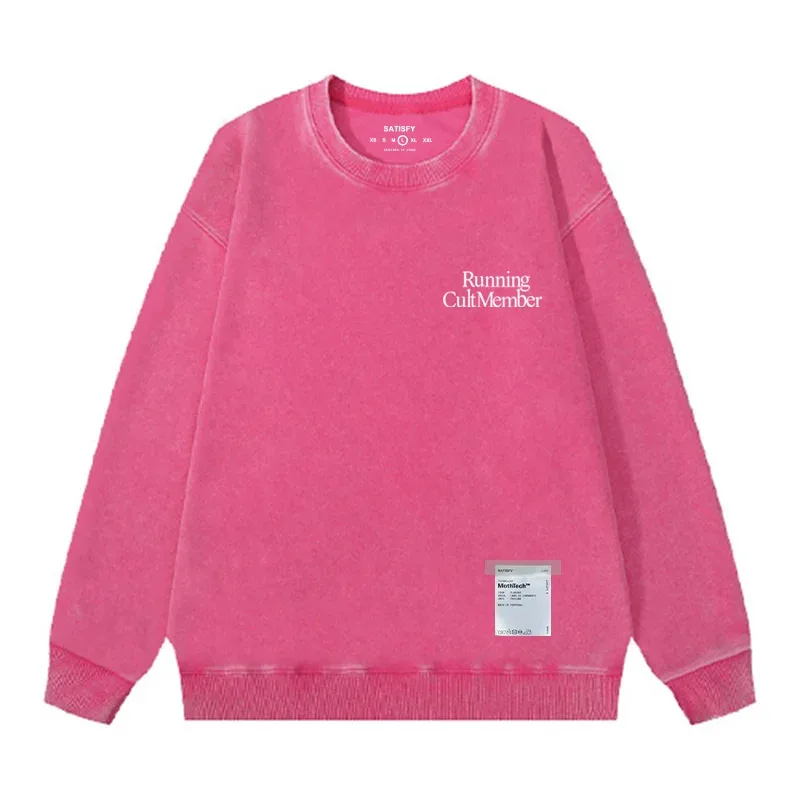 Satisfy SoftCell Men's Round-Neck Sweatshirt Running Distress Member Print Vintage Style Long Sleeve Cotton Sweatshirt with Po — image 28