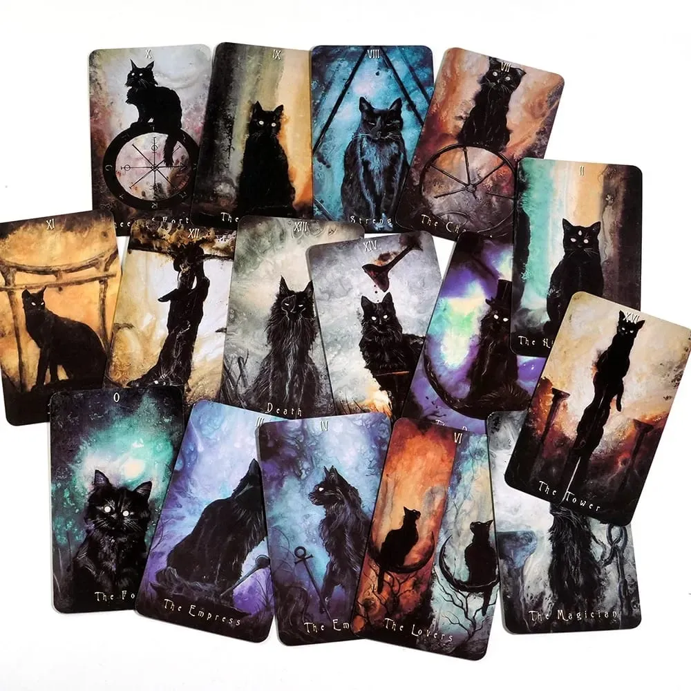ÚJ Aranyos macska tarot kártyák Társaspakli játékok Oracle For Fate Divination Party családi tarot pakli