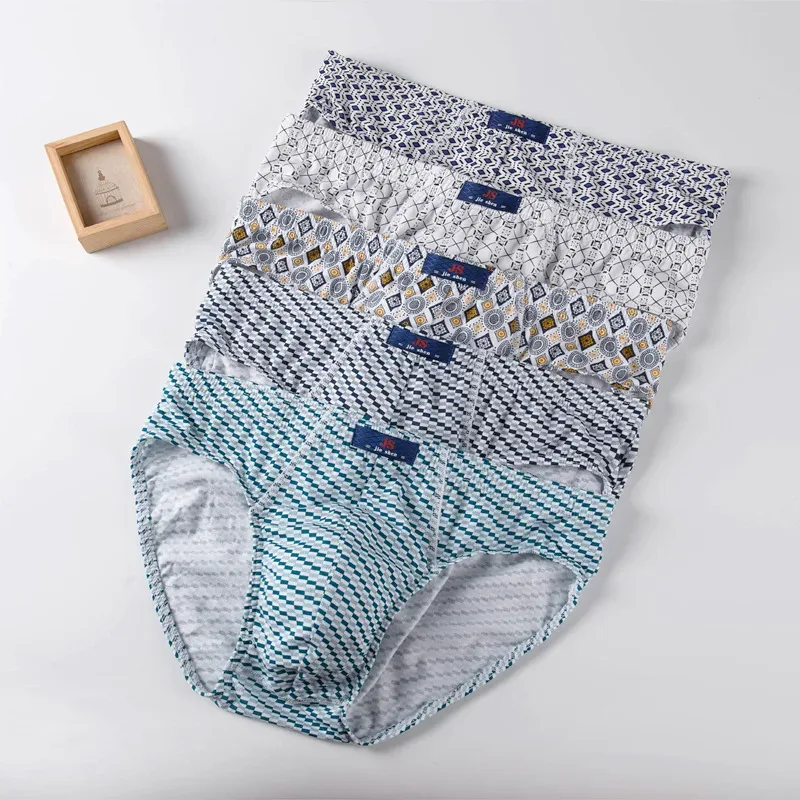 100% Cotton Brief Panlalaking Kumportableng Panloob na Panloob ng Lalaki L/XL/2XL/3XL/4XL5pcs/Set Libreng Drop Shipping