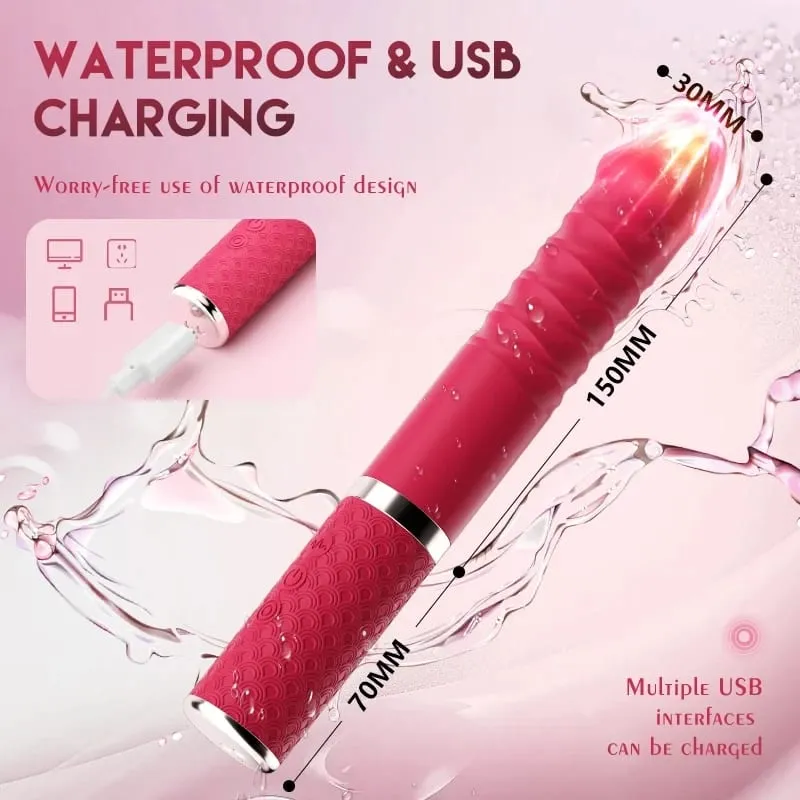 Thrusting Vibrator G Spot Clitoral Vibrator Waterproof & Rechargeable Realistic Silicone Dildo Vibrator Rose Sex Toys for Women — image 6
