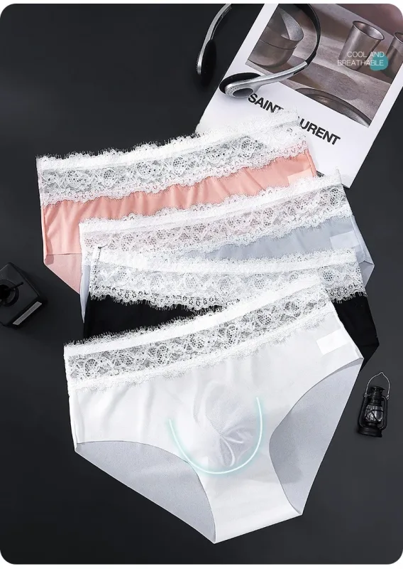 Lace Edge Ice Silk Men's Triangle Pants Traceless Breathable Thin Men's Underwear Low Waist Soft Seamless Comfort Male Briefs — image 8