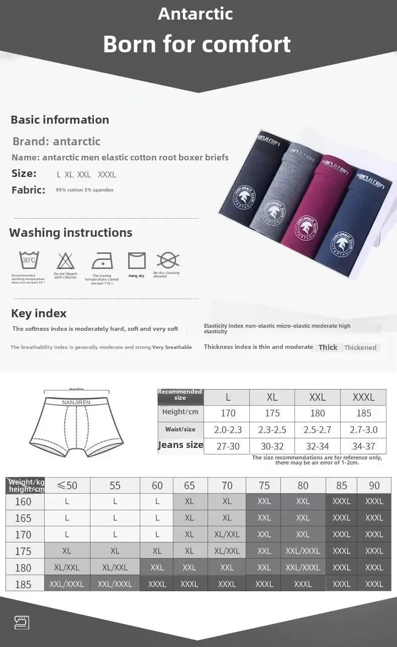 4 Pack Men's Plus Size Boxer Shorts Cotton Anti-Chafe Underwear Malaki at Matangkad Makahinga Loose Fit Elastic Waistband Boxers — image 6