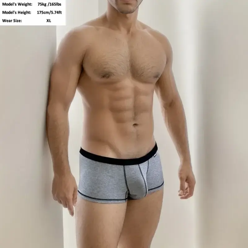 Herrunderkläder Personlig design Boxershorts med låg midja som andas enkla lager U Convex Boxershorts för män — image 9