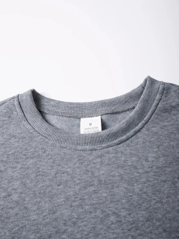 Men's Crew Neck Pullover Solid Color Large Sweatshirts Spring Autumn Outdoor Jogging Tops Men Casual Hoodies Streetwear — image 15