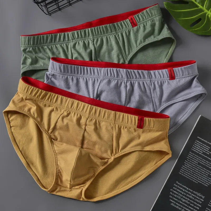 Men Briefs Solid Color Cotton Youth Briefs Waist Comfortable Sexy Explosion Trend Breathable Underwear Sissy Panties — image 7