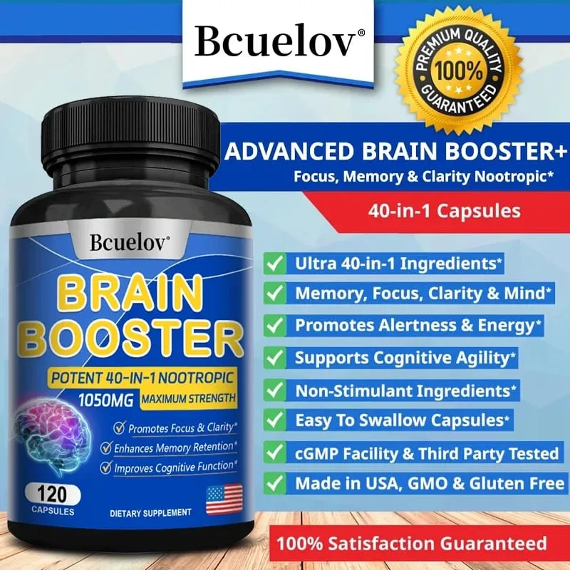 Powerful 14-in-1 Brain Booster - Supports Brain & Nervous System Health Promotes Focus & Clarity Boosts Cognitive Antioxidant