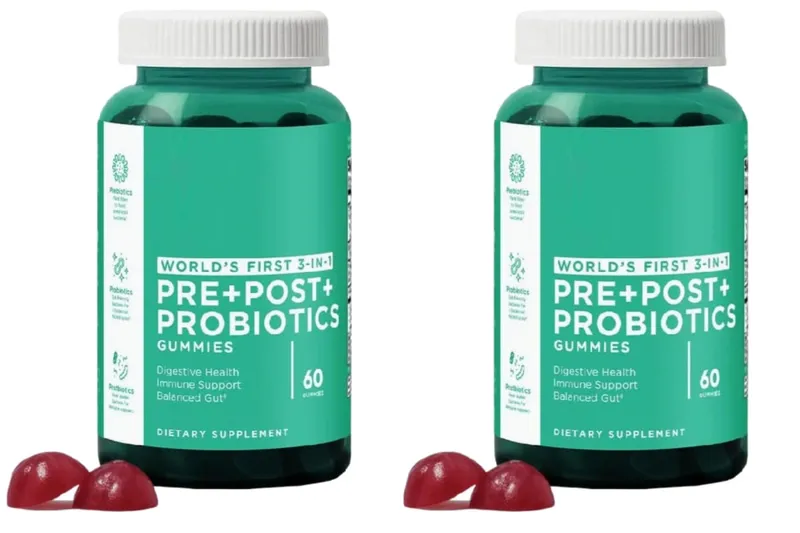 3 csomagos gumicukor készlet: Ashwagandha a stresszoldáshoz, bélegészségügyi probiotikumok + ACV Detox vegán gluténmentes kiegészítő 60 Ct egyenként — image 9
