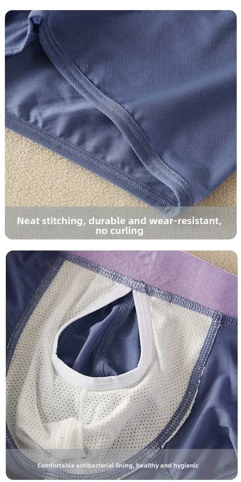 Cueca boxer masculina de seda gelo, roupa íntima de verão, secagem rápida, leve, respirável, abertura lateral separável, calcinha não destacável — image 12