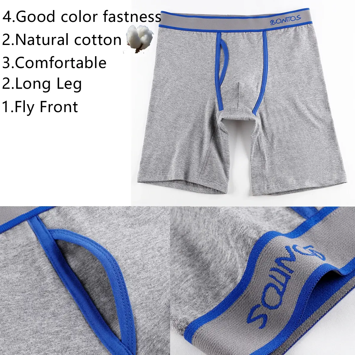 2pcs Pack Long Leg Boxer Shorts Panties Kit Homme Underpants Boxershorts Slip Underwear para sa Lalaki Cotton Lalaki Sexy Set Box Gym — image 2