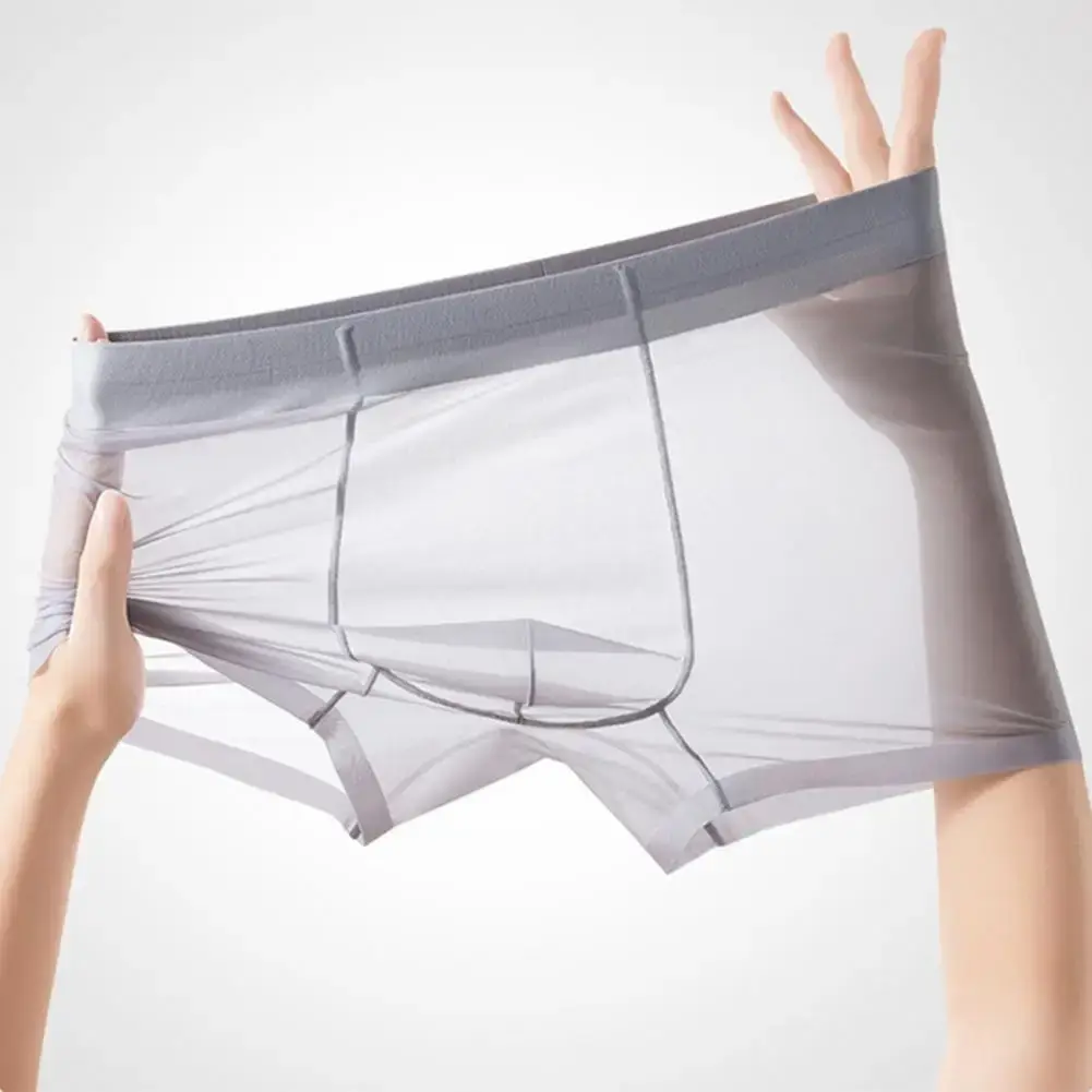 Cueca boxer masculina transparente, leve, elástica, cintura média em u-convexa, fina perspectiva, cuecas sem costura — image 6