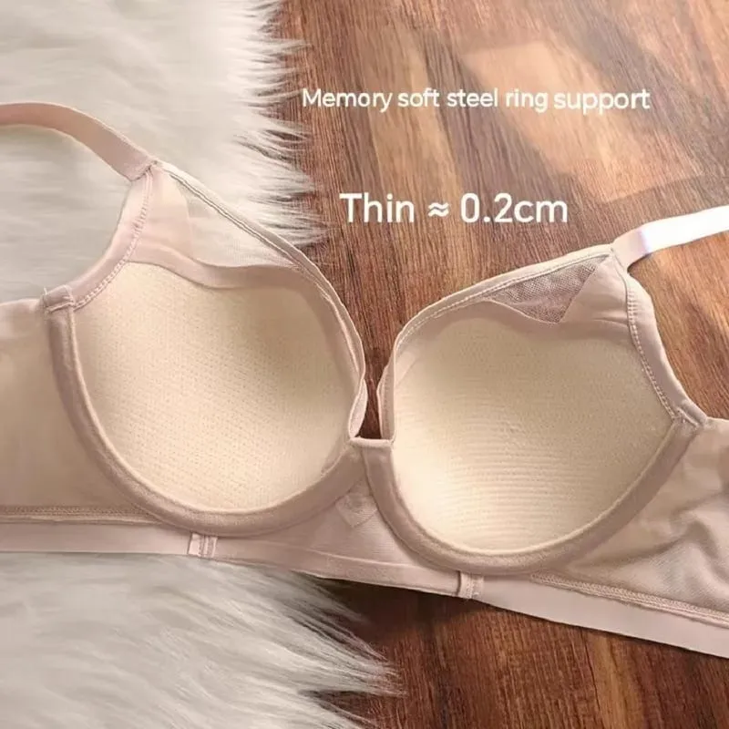 Plus Size Seamless Thin Push Up Lingerie For Women Large Breasts Look Smaller Anti-sagging Soft Underwire Bra