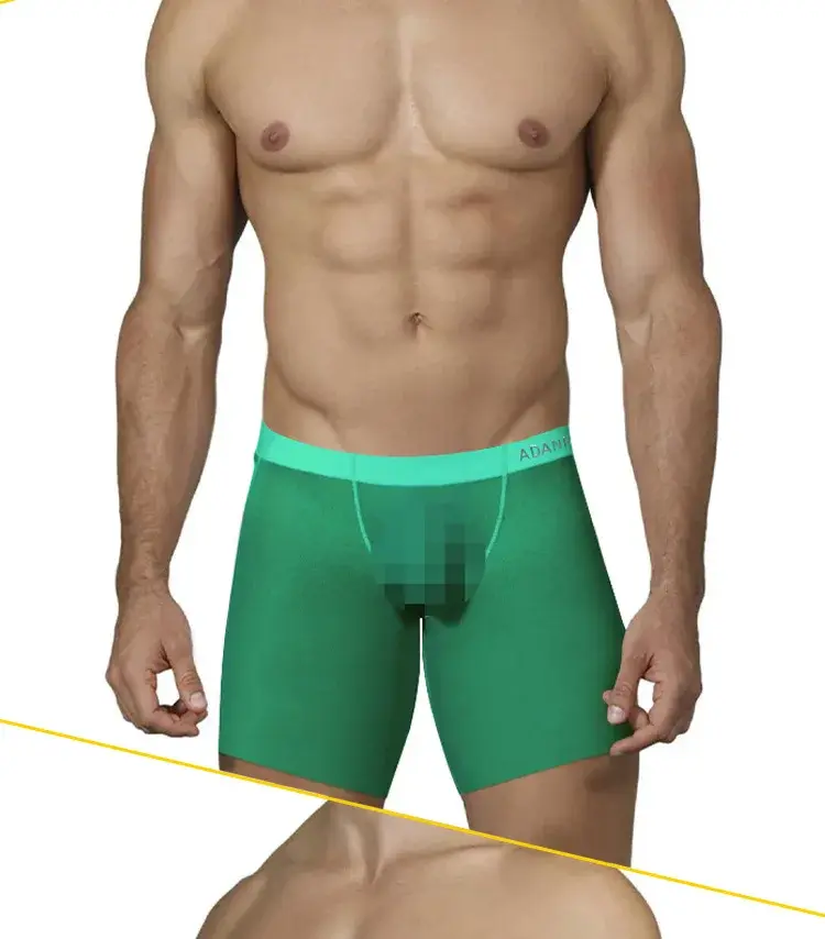 0,01 mm Ultratunna Herrunderkläder Långa boxershorts Cooling Ice Silk Transparent Gym Fitness kalsonger Seamless Mesh Slips — image 7