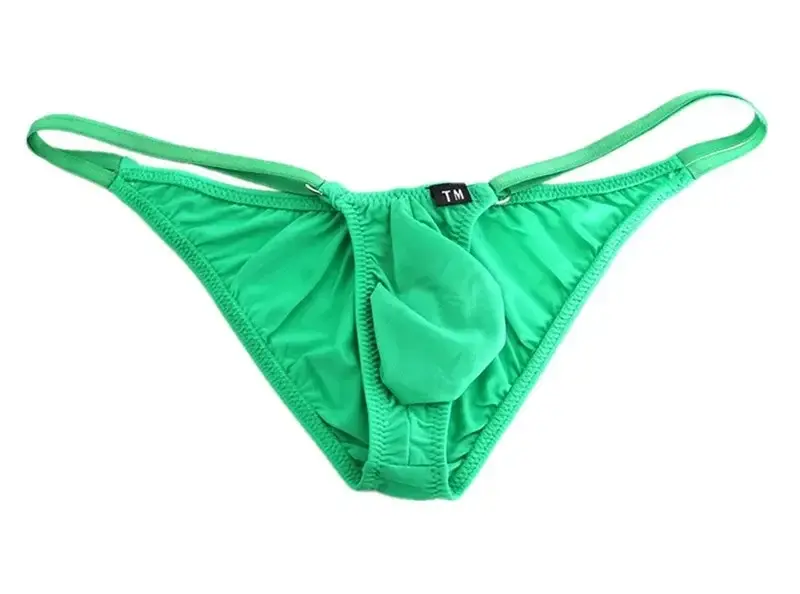 Homens ajustável metal o-ring dupla alça fina bikini briefs cintura baixa sedosa gelo seda 3d u bolsa convexa sexy roupa interior masculina