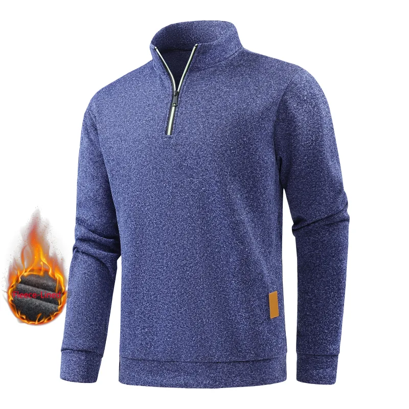 Mga Half-Zip na Sweatshirt ng Autumn na Men's Long-Sleeved Solid Color Pullovers Turtlenecks Streetwear Winter Warm Jackets Sports Coat