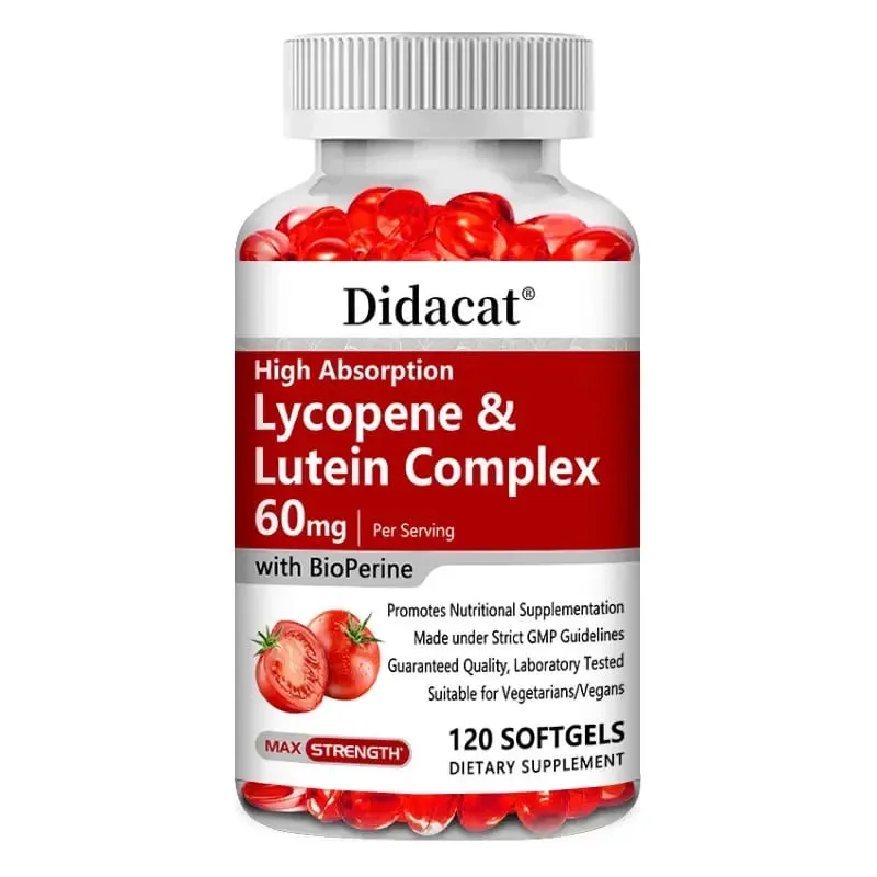 Likopin + Lutein Komplex 60 mg Bioperine étrend-kiegészítővel a prosztata szív és szem egészségére, antioxidáns, nem GMO — image 8