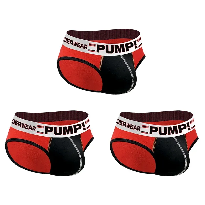 Panlalaking Cotton Color Block Brief, Pump! Logo Wide Waistband Low Rise Sexy 3D Convex Pouch Underwear 3256813080433415 — image 30