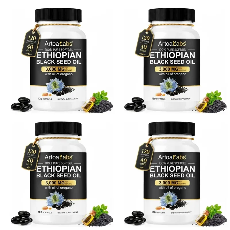 Ethiopian Black Seed Oil Softgels 3000mg with 100mg Oregano Extract for Immune Digestive and Daily Vitality Support 120 Count
