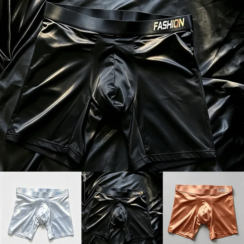 Mens Underwear Boxers Man Solid Slim Ice Silk Extended Leg Boxer Shorts Ropa Middle Waist Sports Panties Male Underpants