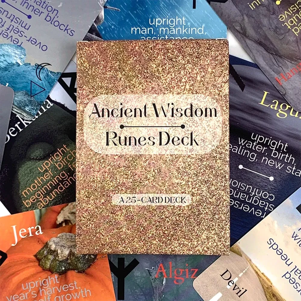 New Ancient Wisdom Runes Deck A 25 Precious Oracle Cards For Inspire Your Life and Destiny Κάρτες παιχνιδιού Διαλογισμός και παιχνίδια πάρτι