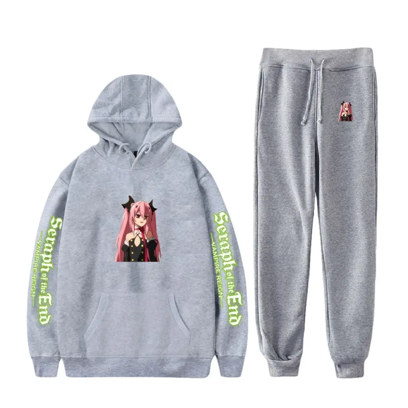 Harajuku Comfortable Seraph of the End Print Sweatshirt Sweatpants Suit Hoodies+ Pantalon Suit Boys/Girls 2 Piece Set na Damit