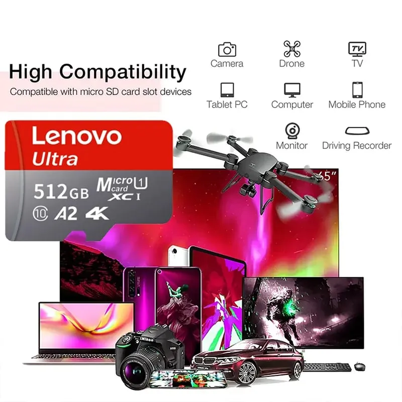 Lenovo High Speed Micro SD Memory Card 512GB 4K Full HD Video Compatible with Phone GoPro Action Camera 64GB 128GB 256GB — image 6