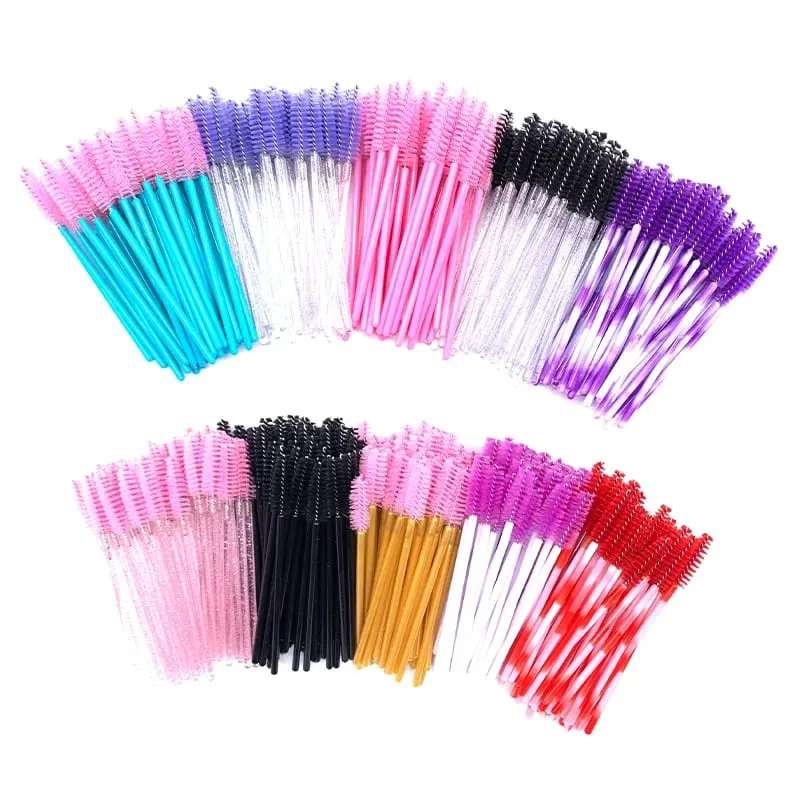 YGirlash 50 יחידות Lash Swans מוליך ריסים קריסטל ידית יהלום חד פעמית שרביטי מסקרה ניילון מברשת כלים קוסמטיים — image 4