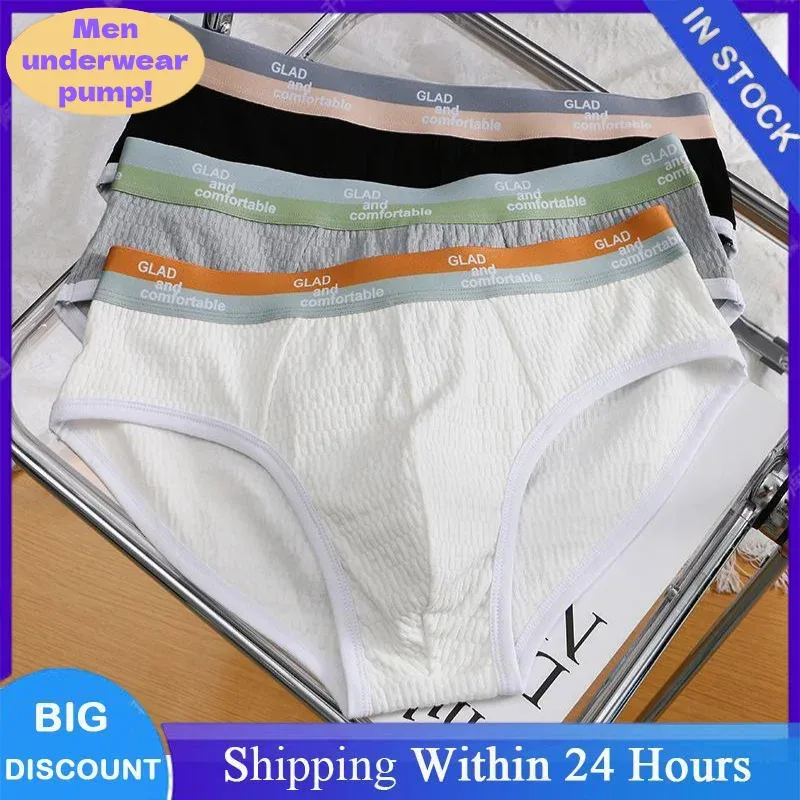 Verão novas cuecas de algodão de cor sólida masculina, roupa interior fina respirável minimalista, troncos na moda cuecas de biquíni masculino