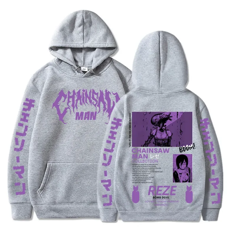 Anime Chainsaw Man Reze Harajuku Manga Graphic Hoodies Vintage Oversized Hooded Long Sleeves Cotton Hoodie Men Women Clothes — image 7
