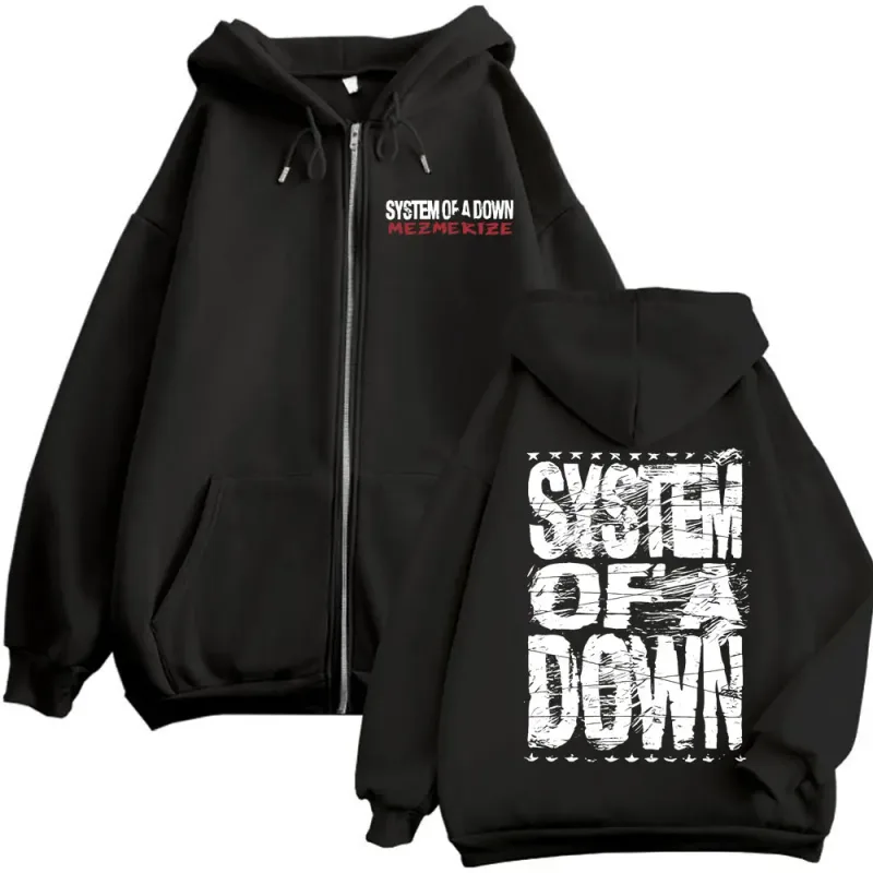 System of A Down Mezmerize Merch Zipper Hoodie Alternative Metal Music Zip Up Sweatshirts Rock Hip Hop Vintage Pullovers Unisex — image 1